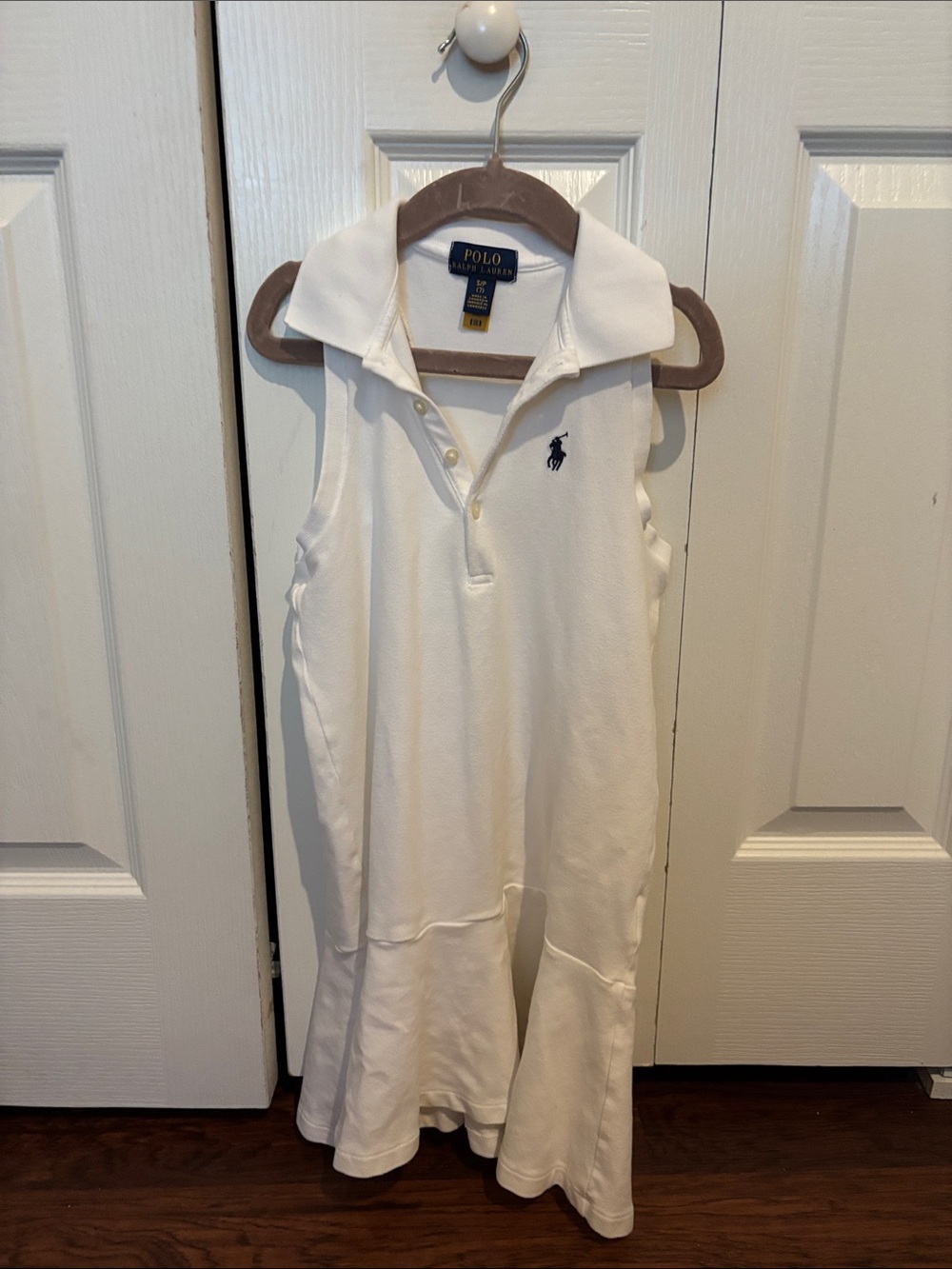 Polo by Ralph Lauren White Sleeveless Polo Dress with Navy Pony